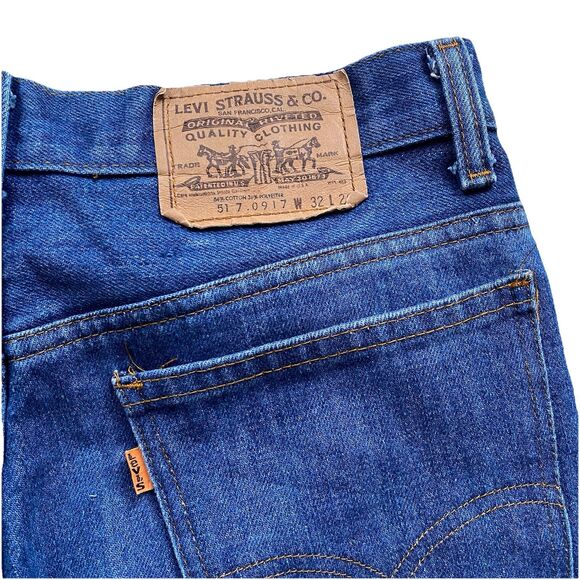 Vintage 70s Levi’s 517 0917 32x29 Blue Jeans Bootcut Flare 1978 Talon Orange Tab - Picture 4 of 13